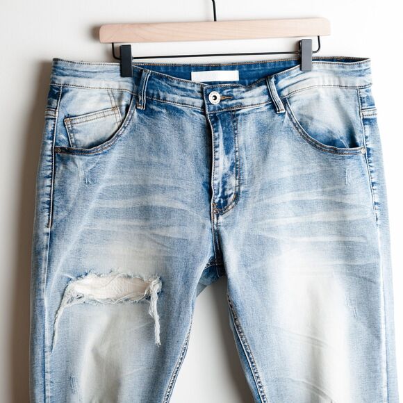 KDNK 11 4 14 11 Jeans Mens 38 Distressed Destroyed Ripped Grunge Streetwear - Picture 3 of 16